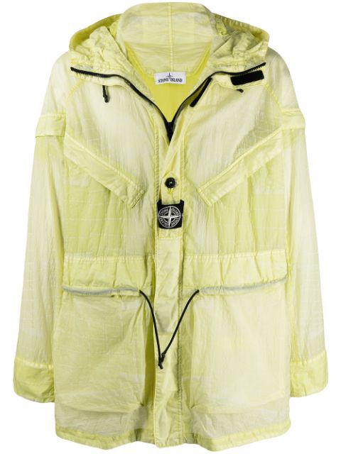 reflective grid parka coat by STONE ISLAND