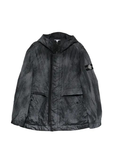 reflective hoodied zip coat by STONE ISLAND