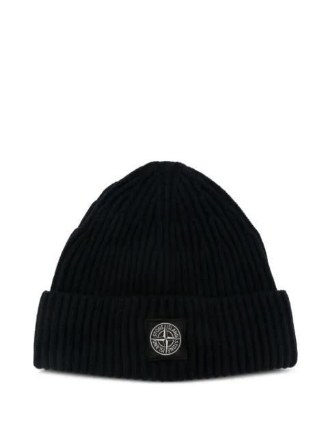 ribbed logo-patch beanie hat by STONE ISLAND