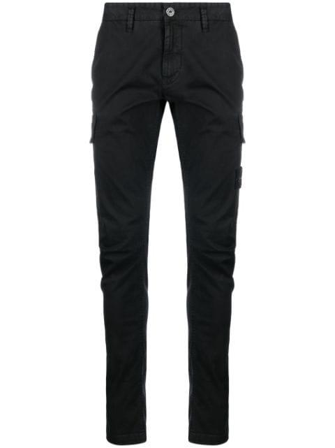 stretch-cotton tapered-leg trousers by STONE ISLAND