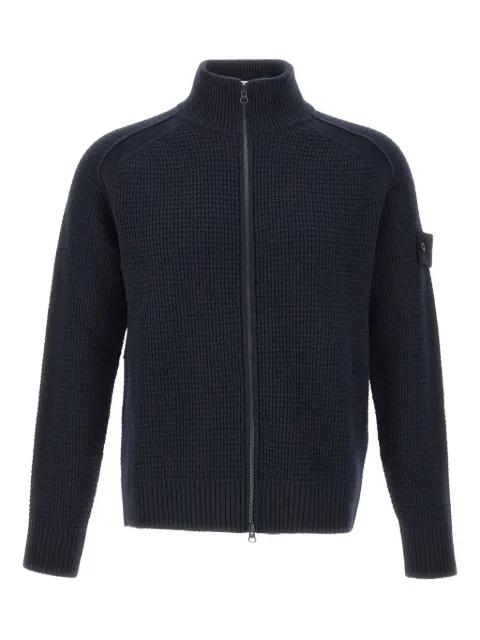 textured-weave zip-up cardigan by STONE ISLAND