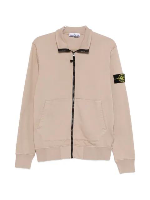 zip-up logo-patch sweater by STONE ISLAND