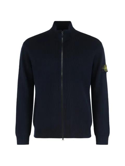 zip-up organic cotton cardigan by STONE ISLAND