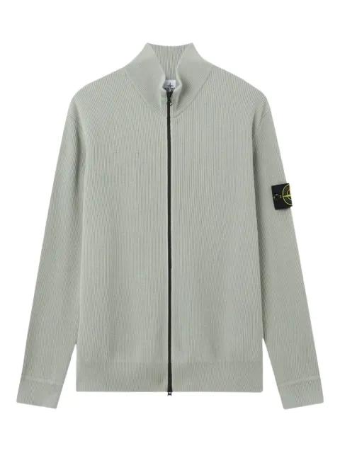 zip-up ribbed cardigan by STONE ISLAND