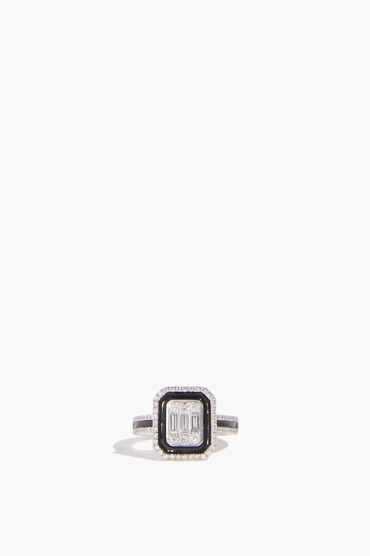Jubilee Emerald Cut Illusion Ring in 14k White Gold by STONED FINE JEWELRY