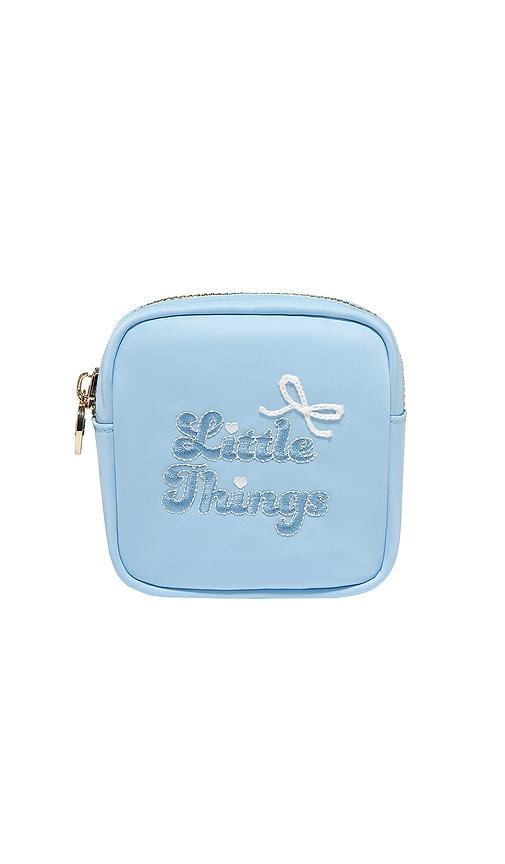 Stoney Clover Lane Little Things Embroidered Mini Pouch in Periwinkle by STONEY CLOVER LANE