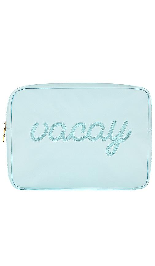 Stoney Clover Lane Sky Vacay Embroidered Large Pouch in Sky by STONEY CLOVER LANE