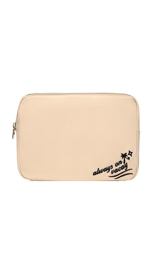 Stoney Clover Lane always On Vacay Embroidered Large Pouch in Sand by STONEY CLOVER LANE