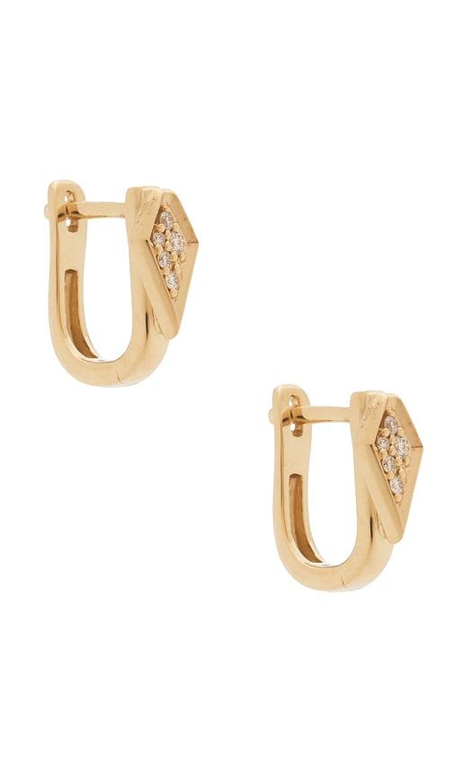 STONE AND STRAND Pave Knife Edge Kite Huggie Earrings in Metallic Gold by STONE&STRAND