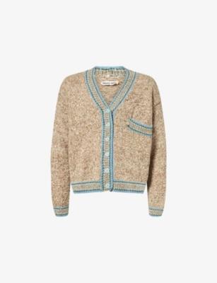 Bulb V-Neck Cotton Knitted Cardigan by STORY MFG.