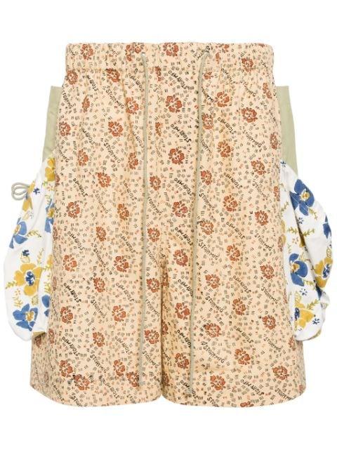 contrast floral-print organic cotton shorts by STORY MFG.
