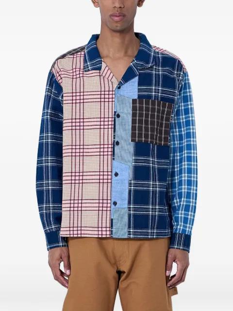 patchwork plaid shirt by STORY MFG.