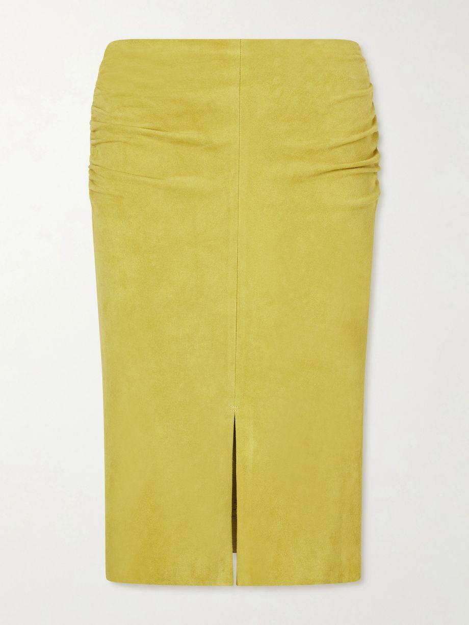 Ooma ruched suede midi skirt by STOULS