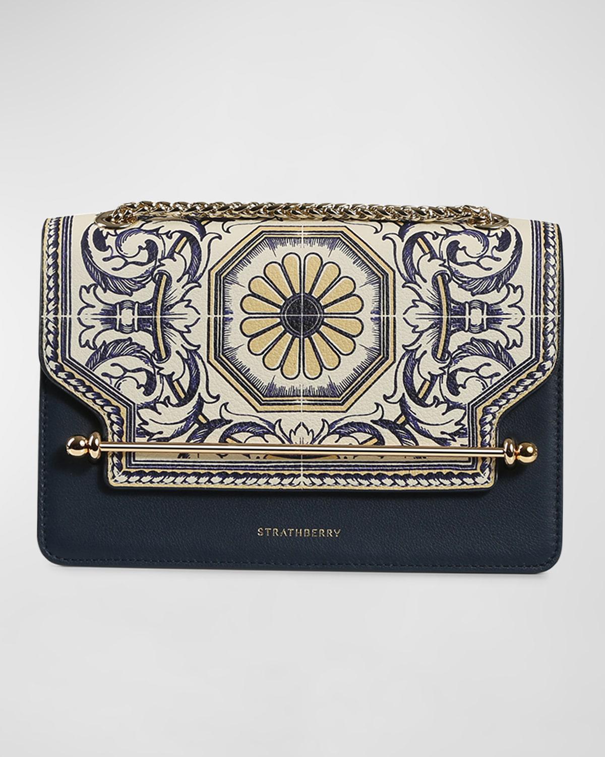 East-West Tile Printed Leather Shoulder Bag by STRATHBERRY