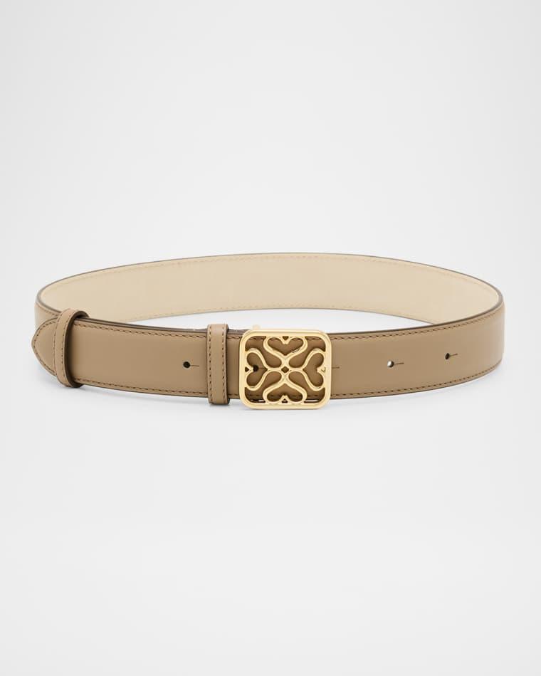Monogram Wide Leather Buckle Belt by STRATHBERRY