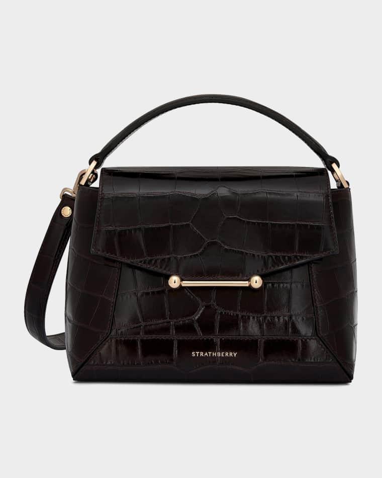 Mosaic Croc-Embossed Leather Top-Handle Bag by STRATHBERRY