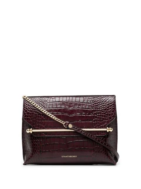 crocodile-embossed leather crossbody bag by STRATHBERRY
