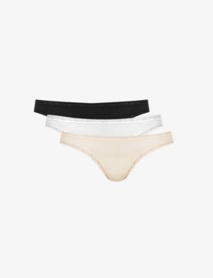Basics low-rise stretch-woven pack of four thongs by STRIPE&STARE