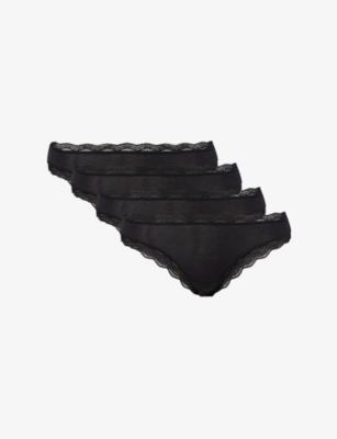 Lace-Trim Pack of Four Stretch-Modal Brazilian Briefs by STRIPE&STARE