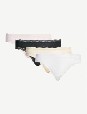 Pack of four lace stretch-jersey briefs by STRIPE&STARE