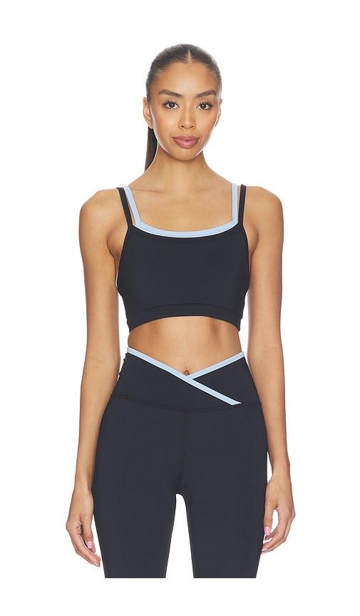 STRUT-THIS The Rhodes Sports Bra in Black,Baby Blue by STRUT-THIS