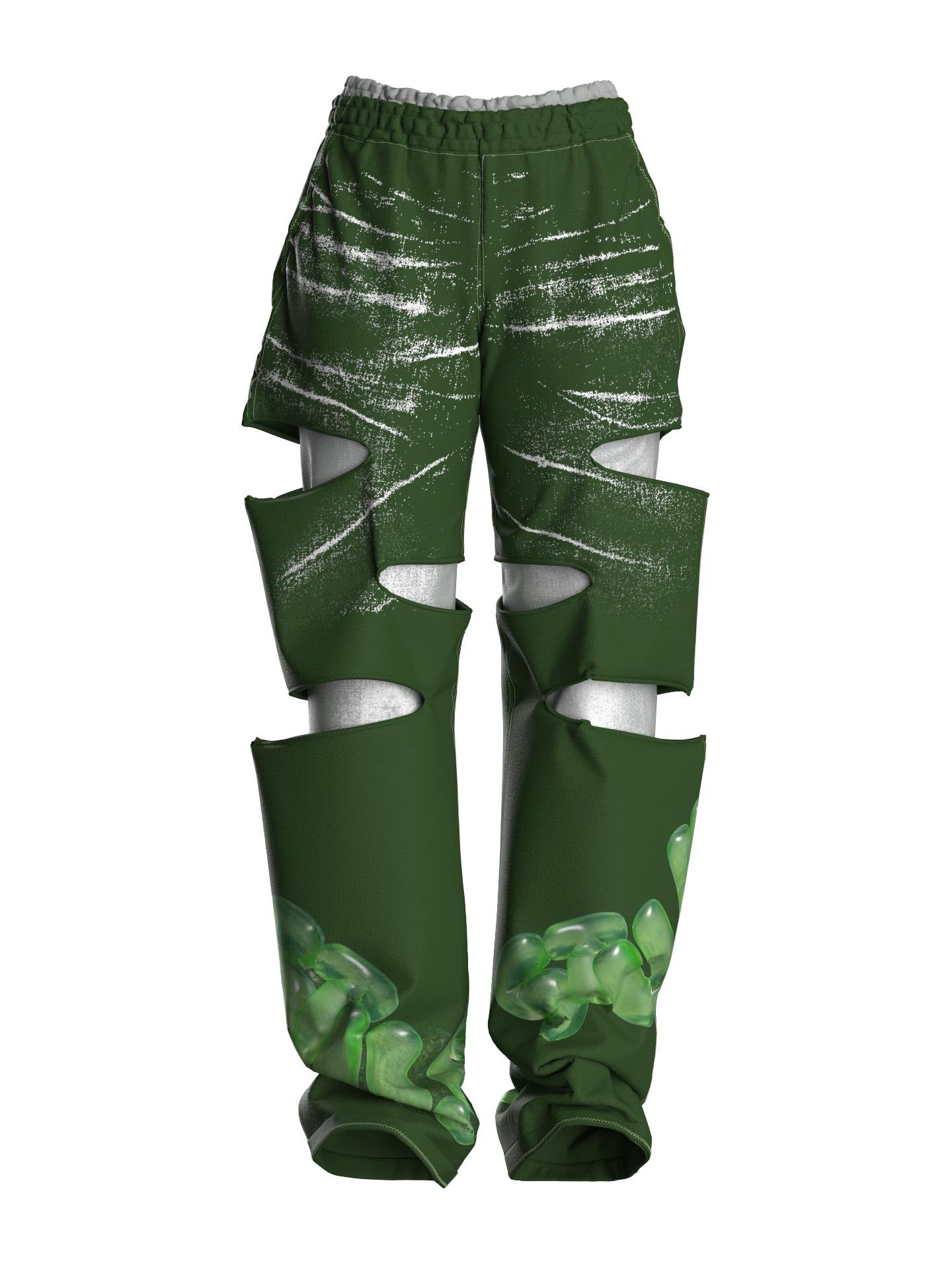 Green grass Cutout Pants by STU.K