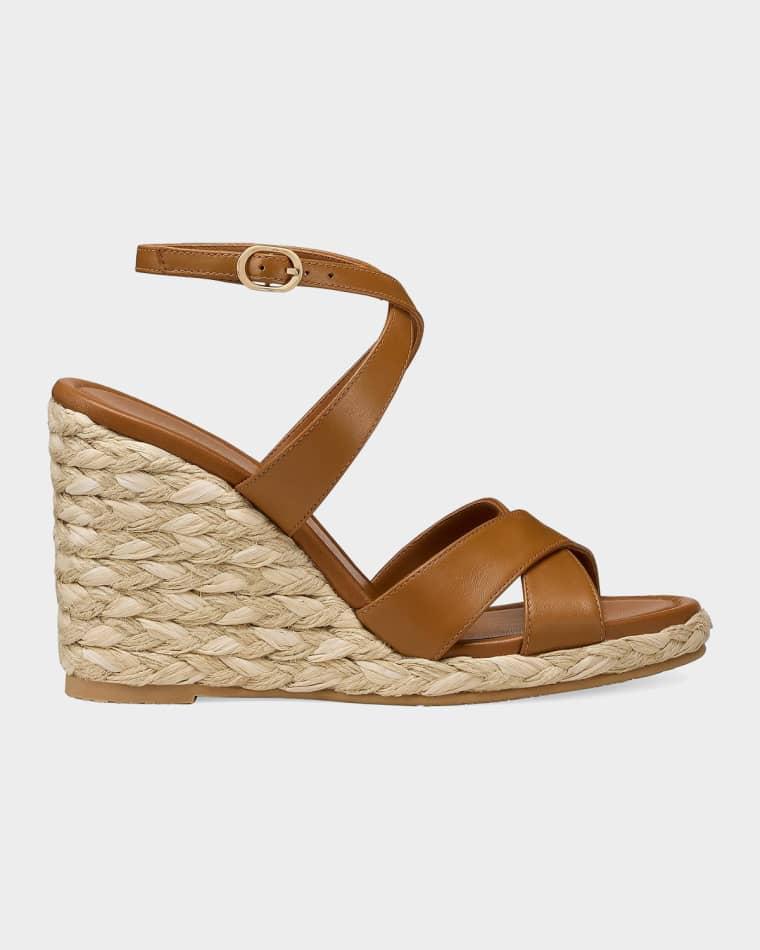 100mm Alyssa Leather Espadrille Wedge Sandals by STUART WEITZMAN