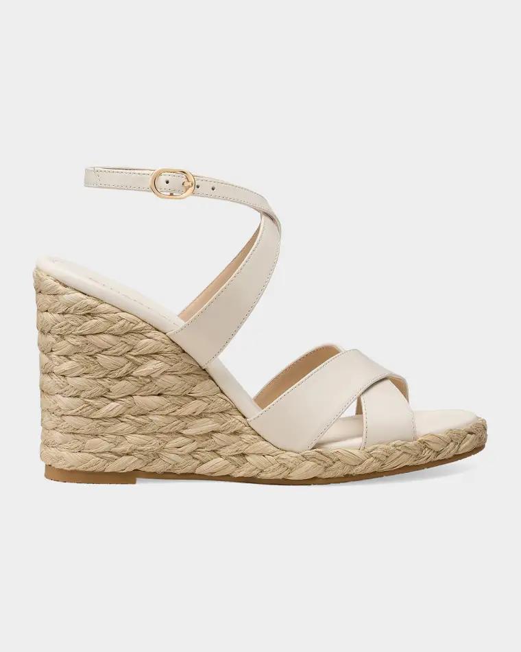 100mm Alyssa Leather Espadrille Wedge Sandals by STUART WEITZMAN