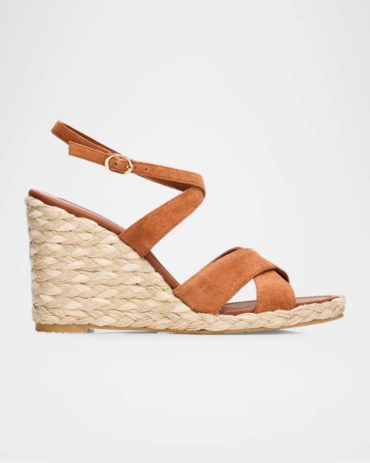 100mm Alyssa Suede Espadrille Wedge Sandals by STUART WEITZMAN