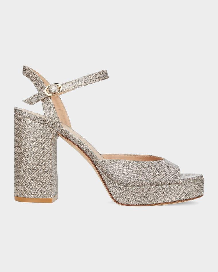 100mm Dayna II Metallic Platform Ankle-Strap Sandals by STUART WEITZMAN