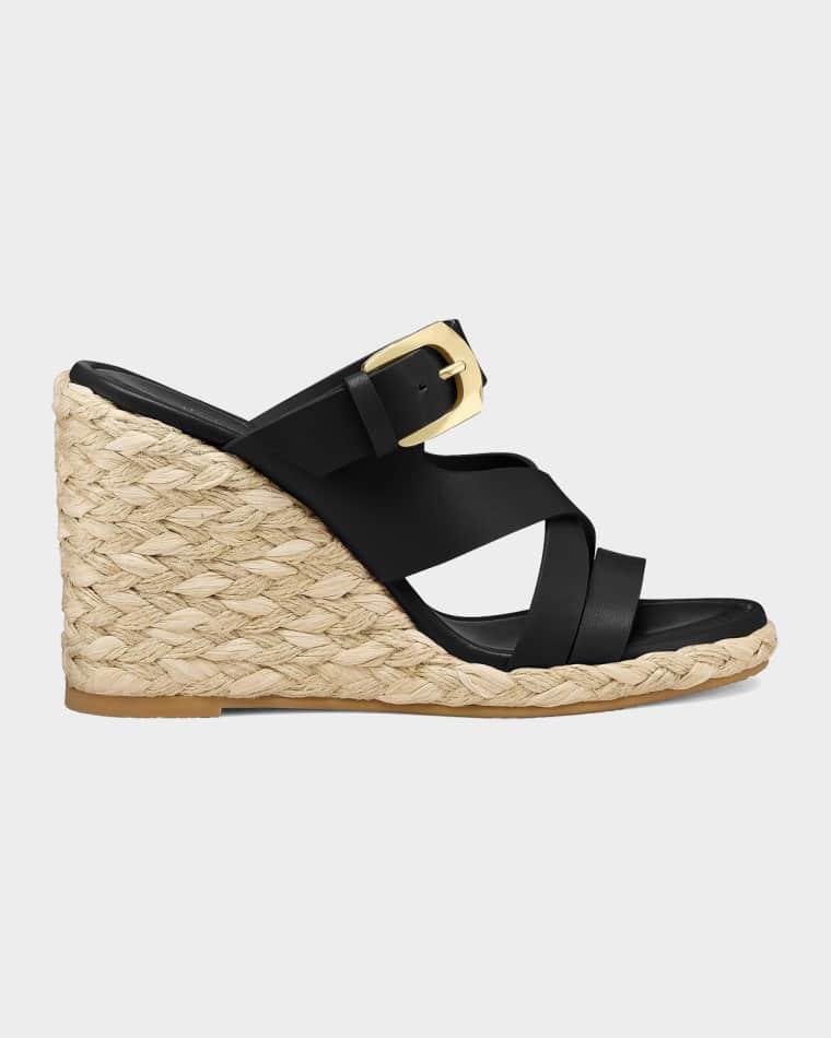 105mm Sai Leather Espadrille Wedge Sandals by STUART WEITZMAN