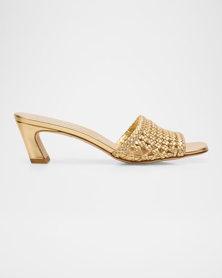 50mm Marina Woven Metallic Leather Mules by STUART WEITZMAN