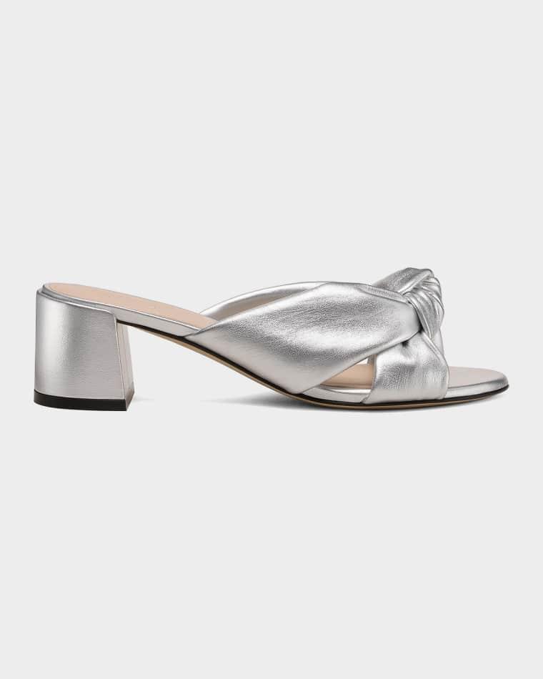 50mm Soplaya Metallic Leather Mule Sandals by STUART WEITZMAN