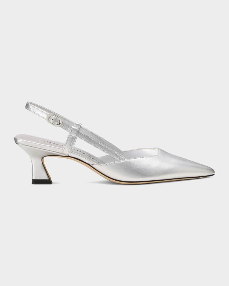 50mm Vinnie Metallic Leather Slingback Pumps by STUART WEITZMAN