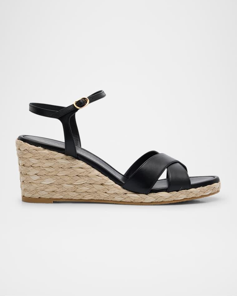65mm Dayna Leather Crisscross Espadrille Sandals by STUART WEITZMAN