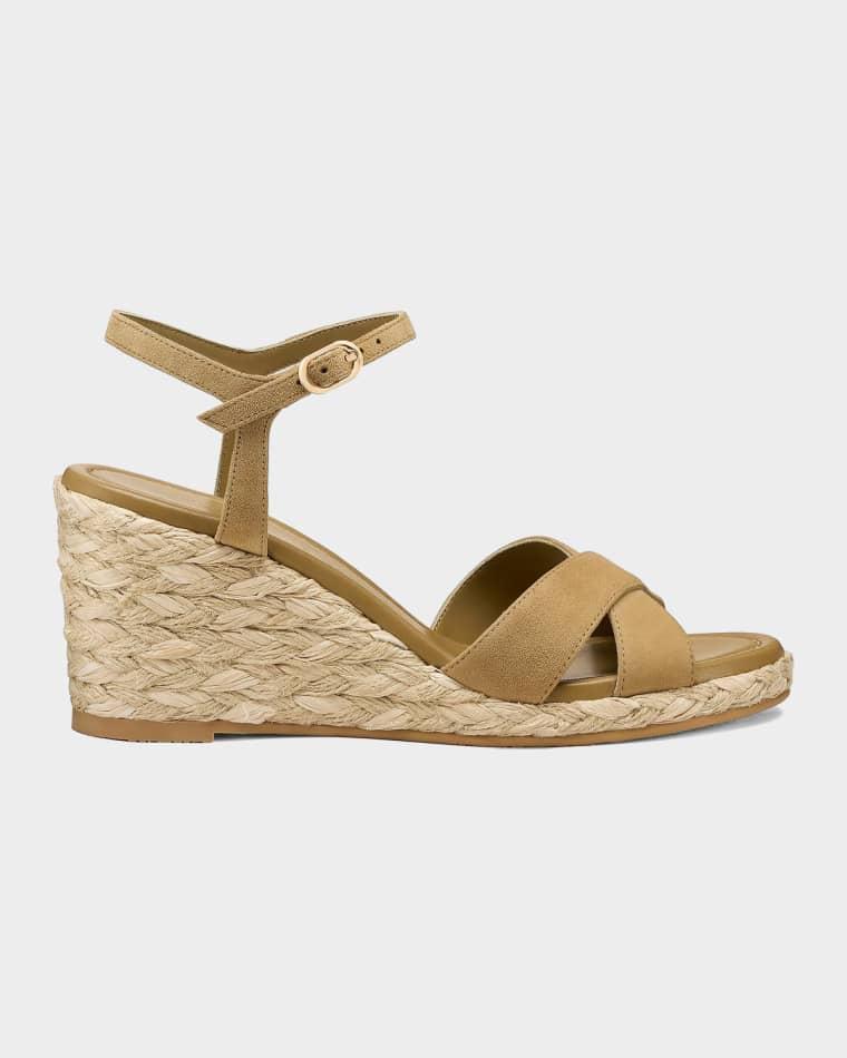 65mm Dayna Suede Espadrille Wedge Sandals by STUART WEITZMAN