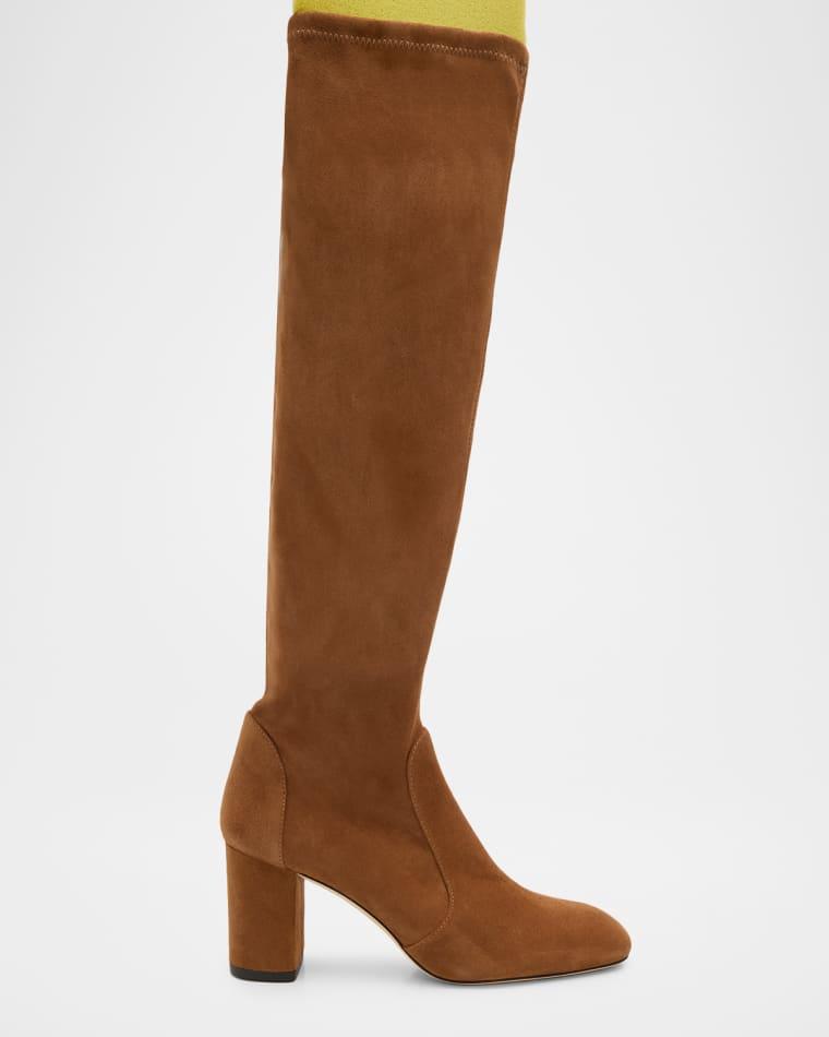 75mm Lucie Stretch Suede Knee-High Boots by STUART WEITZMAN
