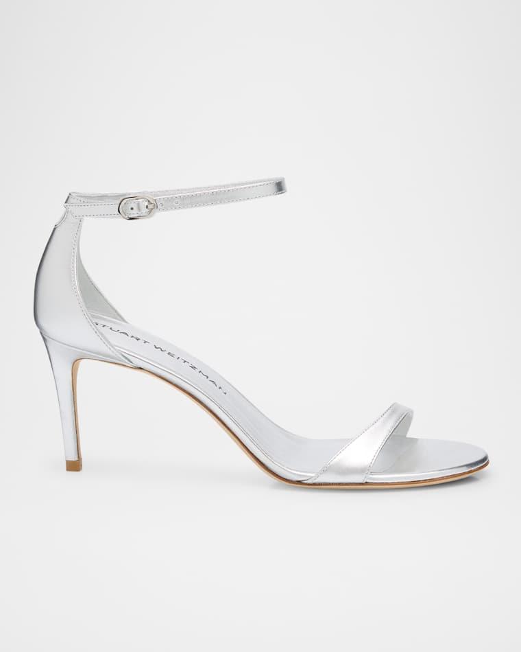75mm Nudist II Metallic Leather Ankle-Strap Sandals by STUART WEITZMAN