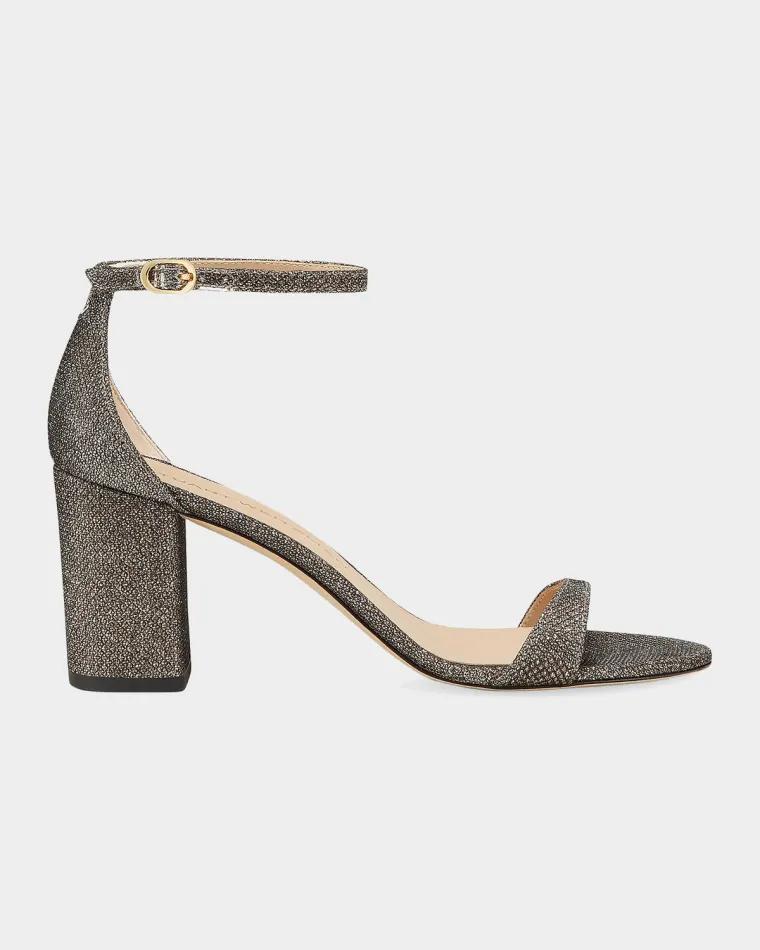 75mm Nudist Metallic Ankle-Strap Sandals by STUART WEITZMAN
