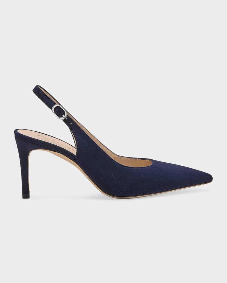 75mm Stuart Power Suede Slingback Pumps by STUART WEITZMAN