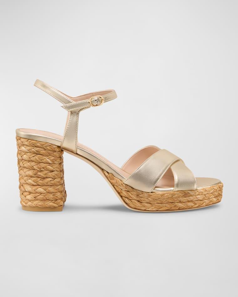 80mm Dayna Metallic Leather Platform Sandals by STUART WEITZMAN
