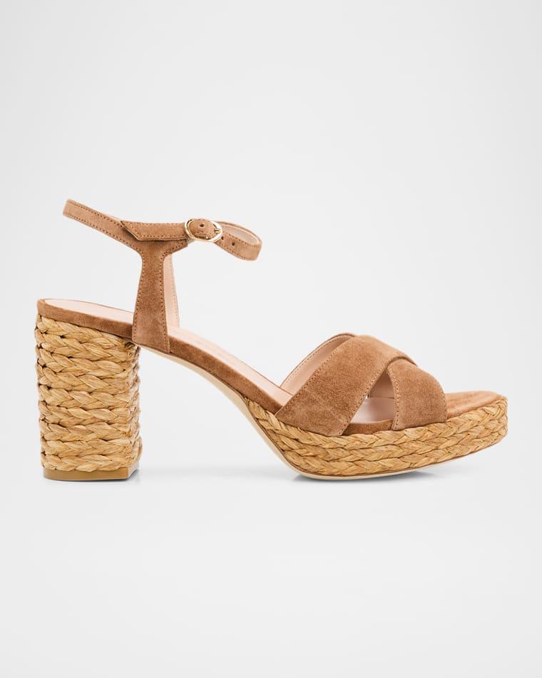 80mm Dayna Suede Espadrille Platform Sandals by STUART WEITZMAN