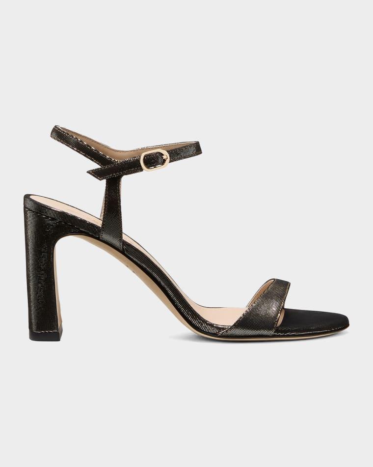 85mm Babette Leather Noir Ankle-Strap Sandals by STUART WEITZMAN