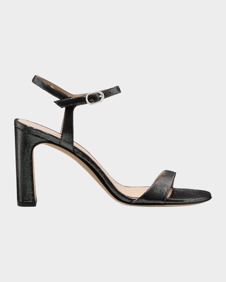 85mm Babette Leather Noir Ankle-Strap Sandals by STUART WEITZMAN