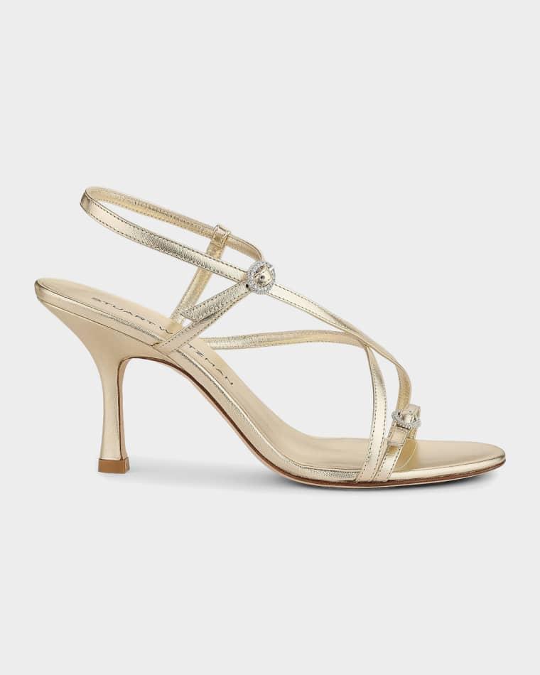 85mm Kensington Metallic Leather Strappy Sandals by STUART WEITZMAN