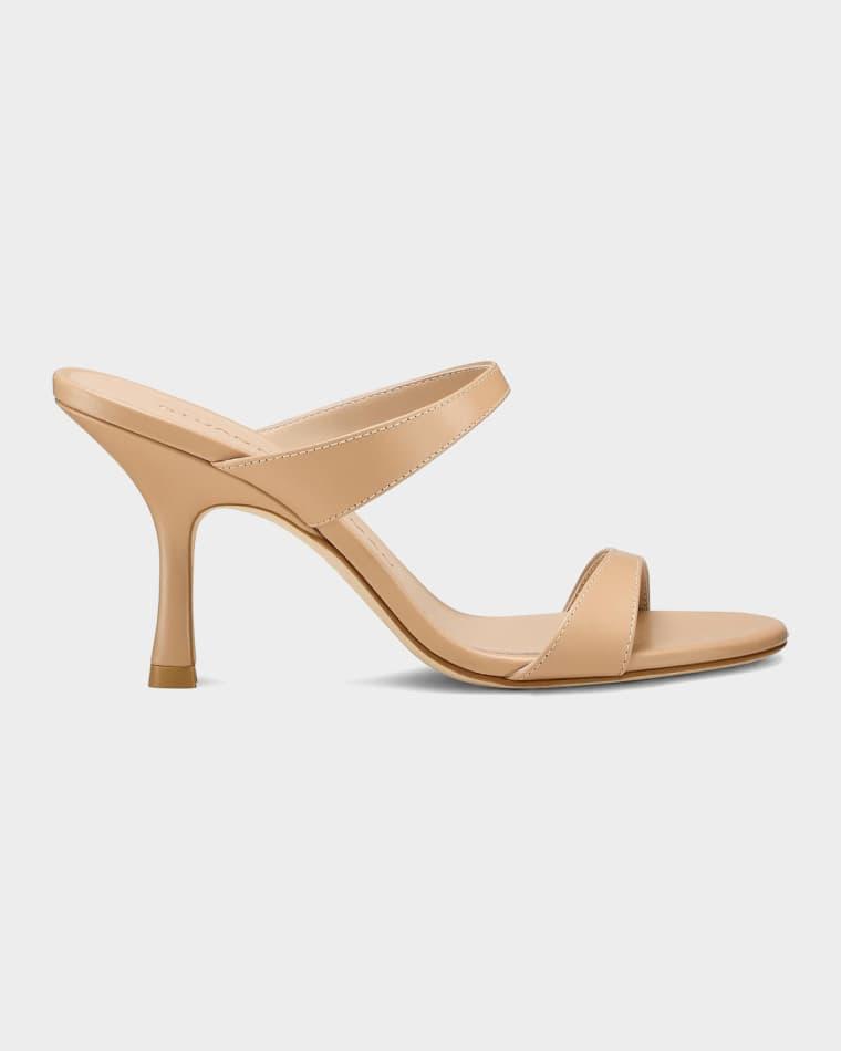 85mm Nudist Leather Dual-Strap Sandals by STUART WEITZMAN