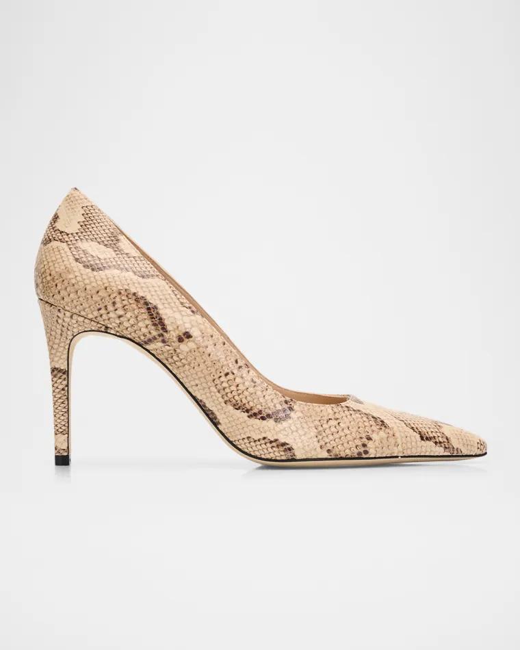 85mm Stuart Power Snake-Embossed Leather Pumps by STUART WEITZMAN