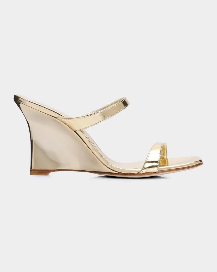 85mm Vinnie Metallic Leather Wedges by STUART WEITZMAN