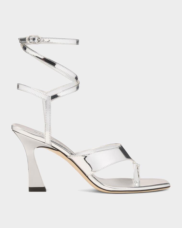 85mm Vinnie Metallic Leather Wrap Thong Sandals by STUART WEITZMAN