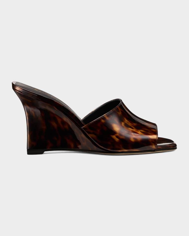 85mm Vinnie Patent Leather Wedge Mules by STUART WEITZMAN